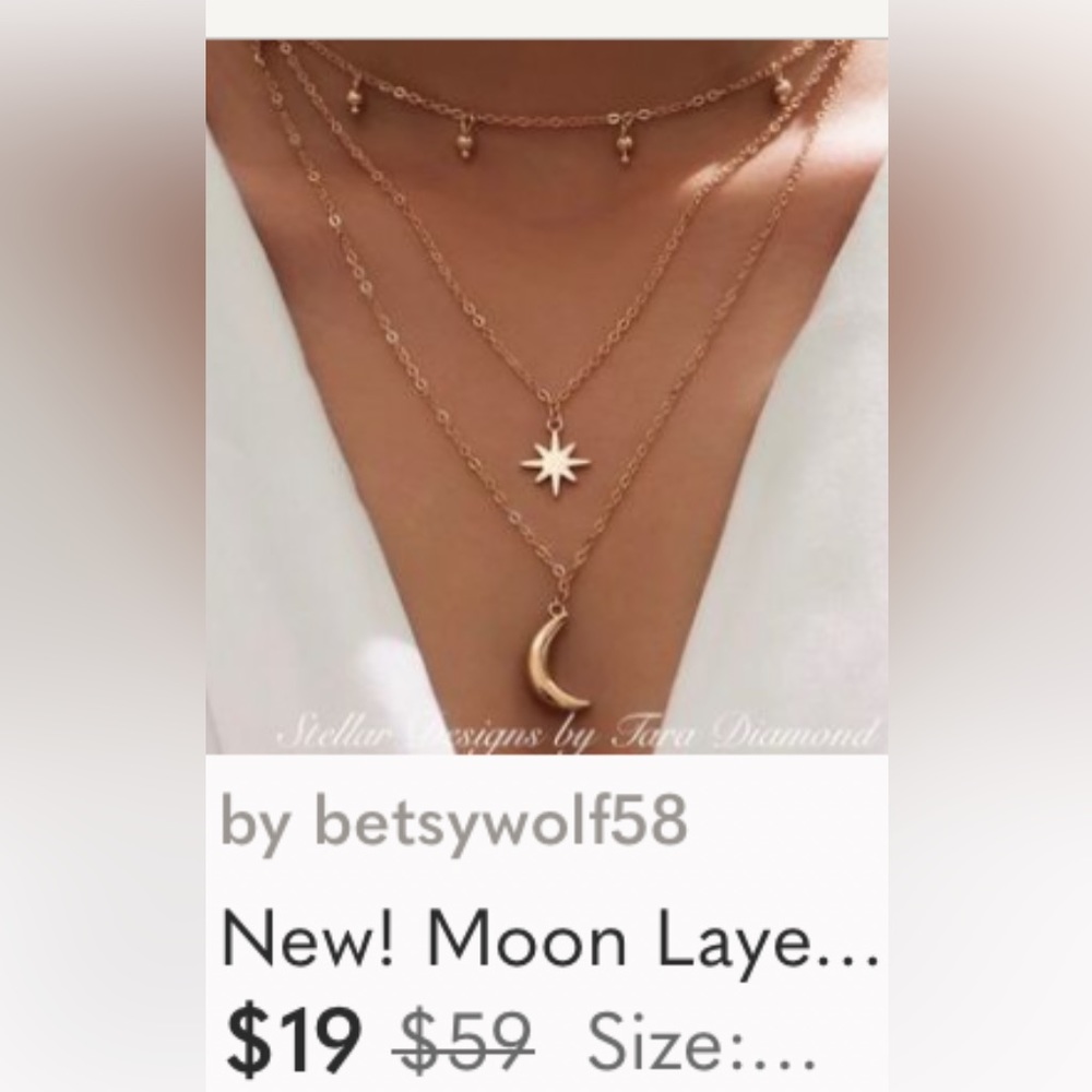 New! Moon Layering Charm One Clasp Necklace